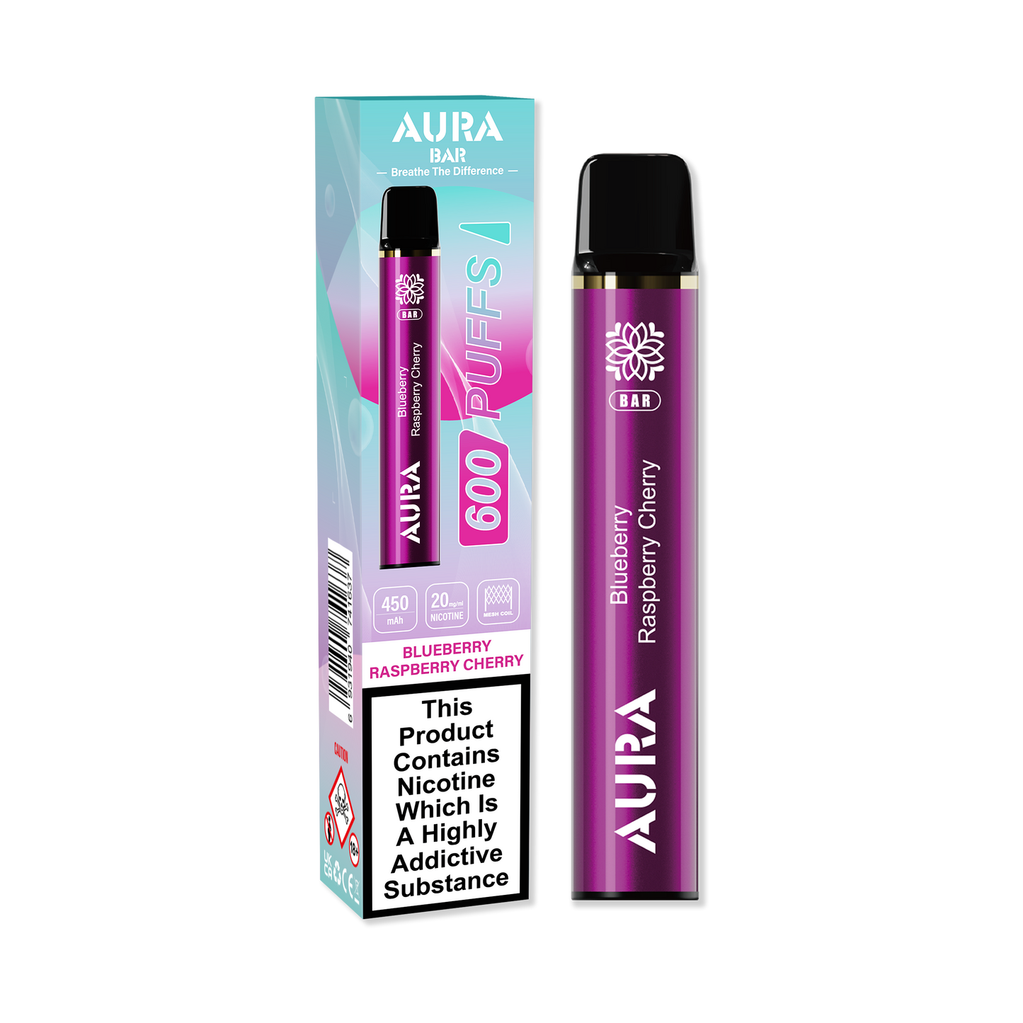 Aura Bar 600 Puffs Disposable Vape Device - 20MG