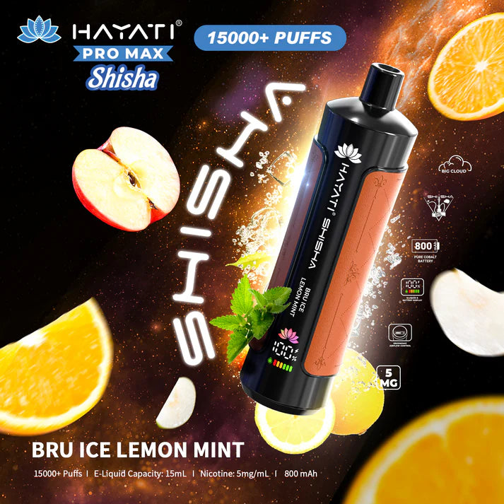 Buy cheapest online Hayati Shisha 15000 - Bru lce Lemon Mint at lowest price in uk