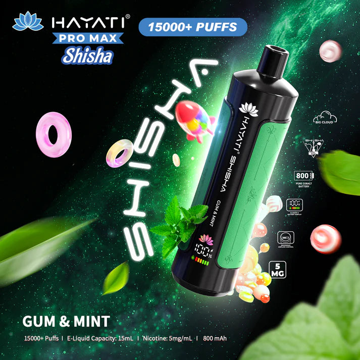 Buy cheapest online Hayati Shisha 15000 - Gum & Mint at lowest price in uk