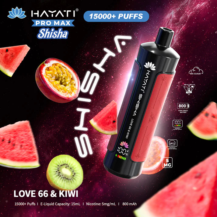 Buy cheapest online Hayati Shisha 15000 - Love 66 & Kiwi at lowest price in uk