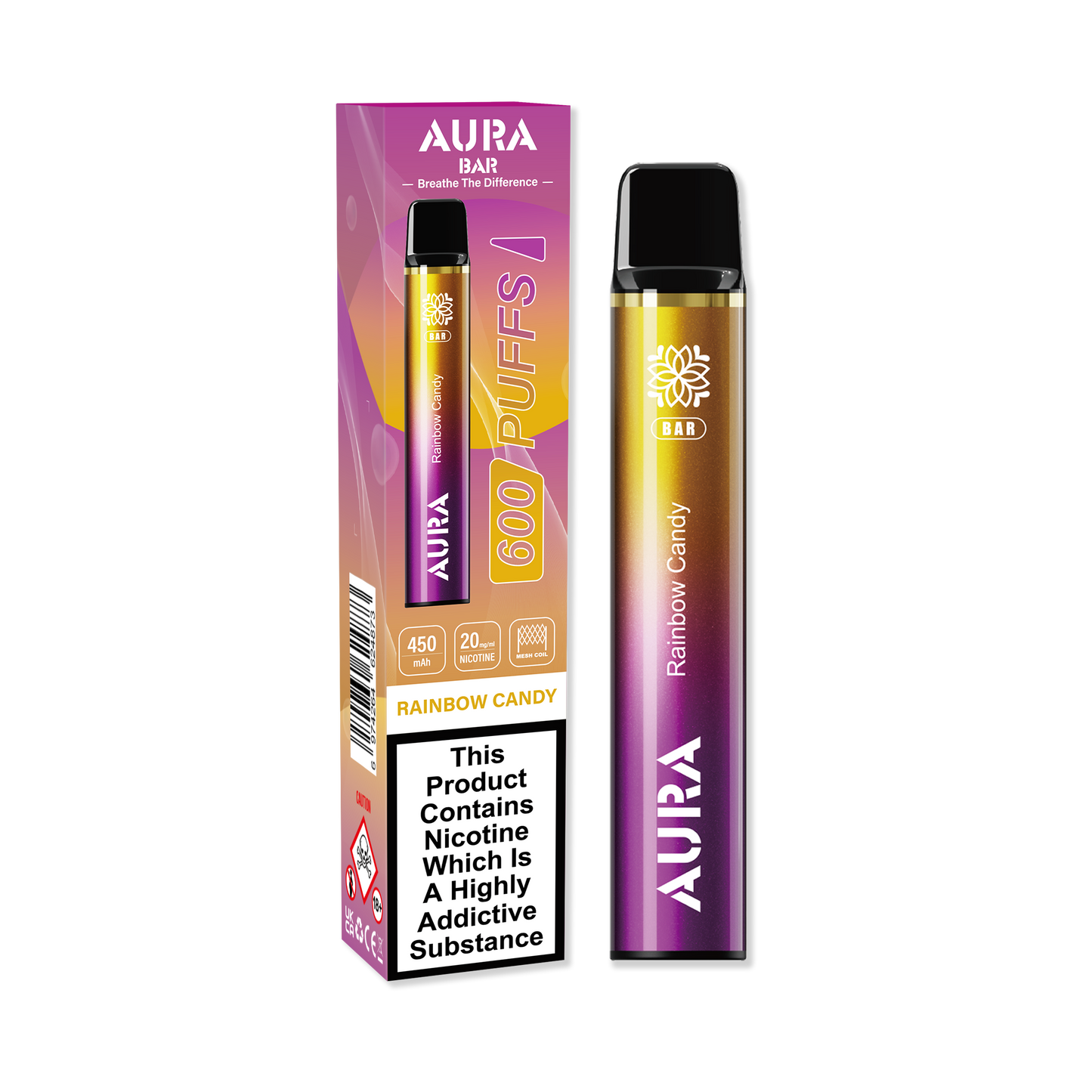 Aura Bar 600 Puffs Disposable Vape Device - 20MG