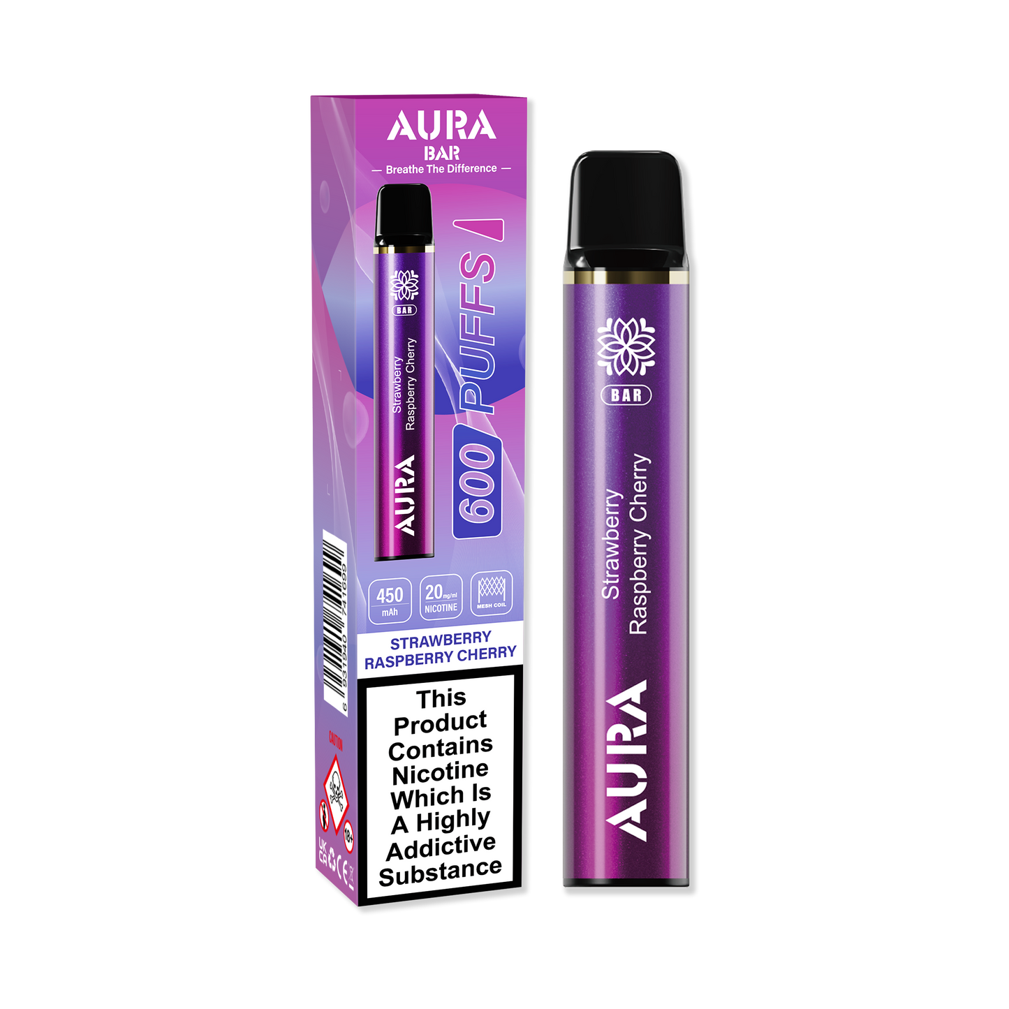 Aura Bar 600 Puffs Disposable Vape Device - 20MG