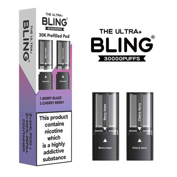 The Bling Ultra Plus 30k Vape Pods - Berry Blaze/Cherry Berry