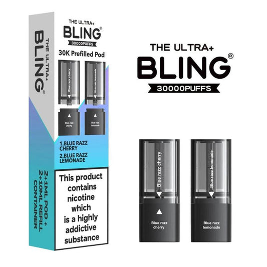 The Bling Ultra Plus 30k Vape Pods - Blue Razz Cherry/Blue Razz Lemonade