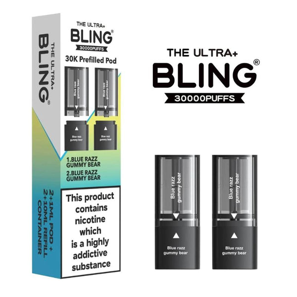 The Bling Ultra Plus 30k Vape Pods - Blue Razz Gummy Bear