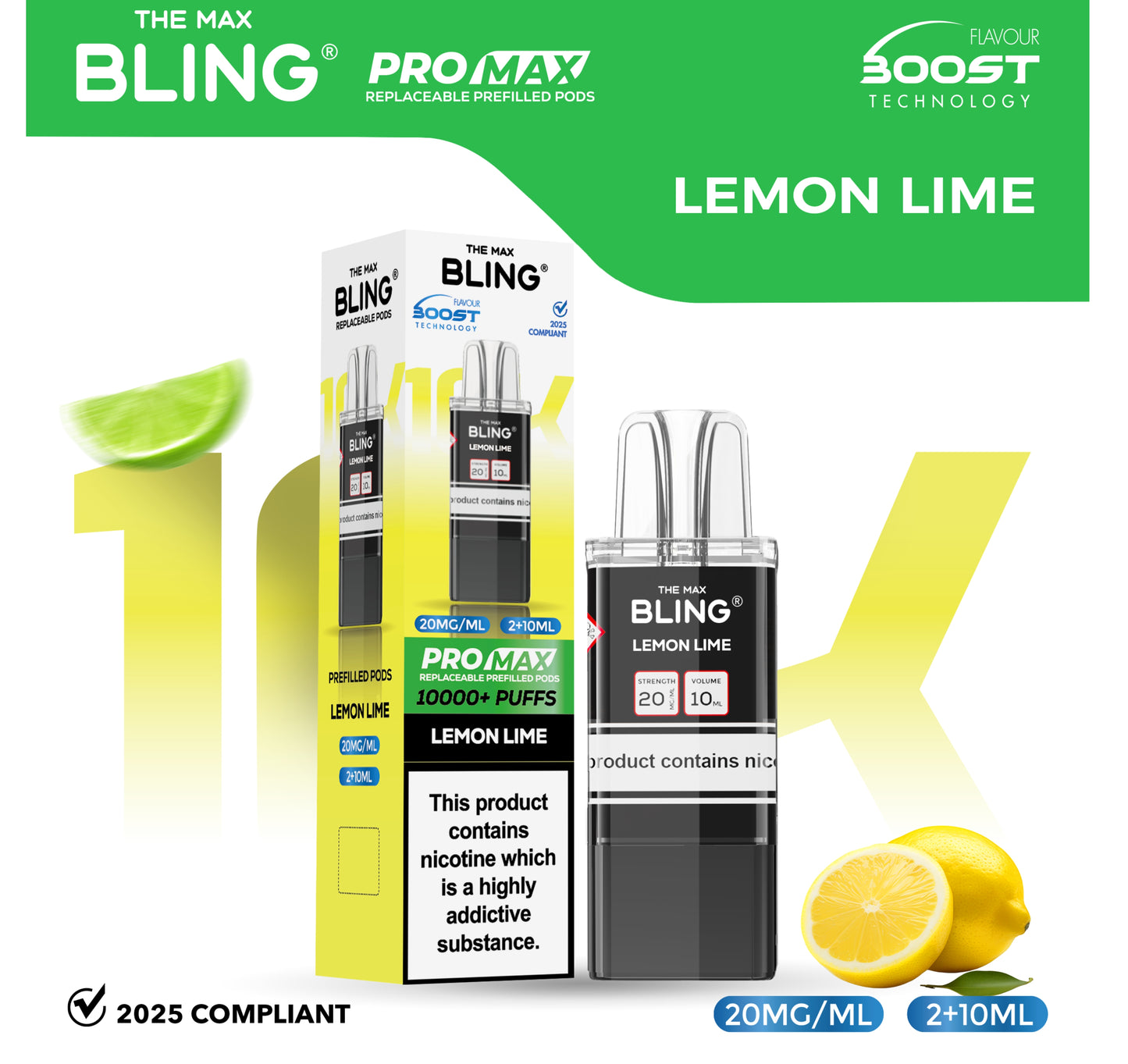 The Crystal Bling Max 10000 Pods - Lemon Lime