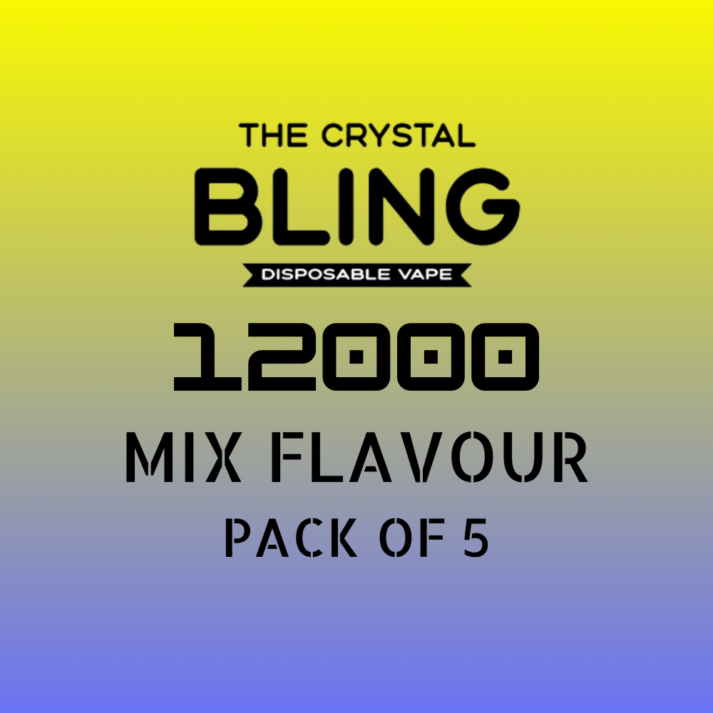 Buy cheapest online The Crystal Bling 12000 - Mixed Flavours Box of 5 Vapes at lowest price in uk