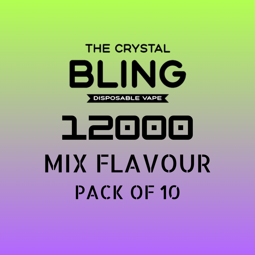 Buy cheapest online The Crystal Bling 12000 - Mixed Flavours Box of 10 Vapes at lowest price in uk