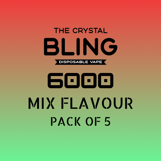 Buy cheapest online The Crystal Bling 6000 - Mixed Flavours Box of 5 Vapes at lowest price in uk