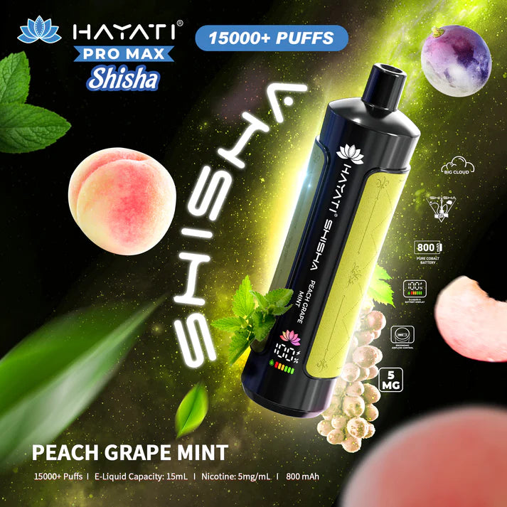Buy cheapest online Hayati Shisha 15000 - Peach Grape Mint at lowest price in uk